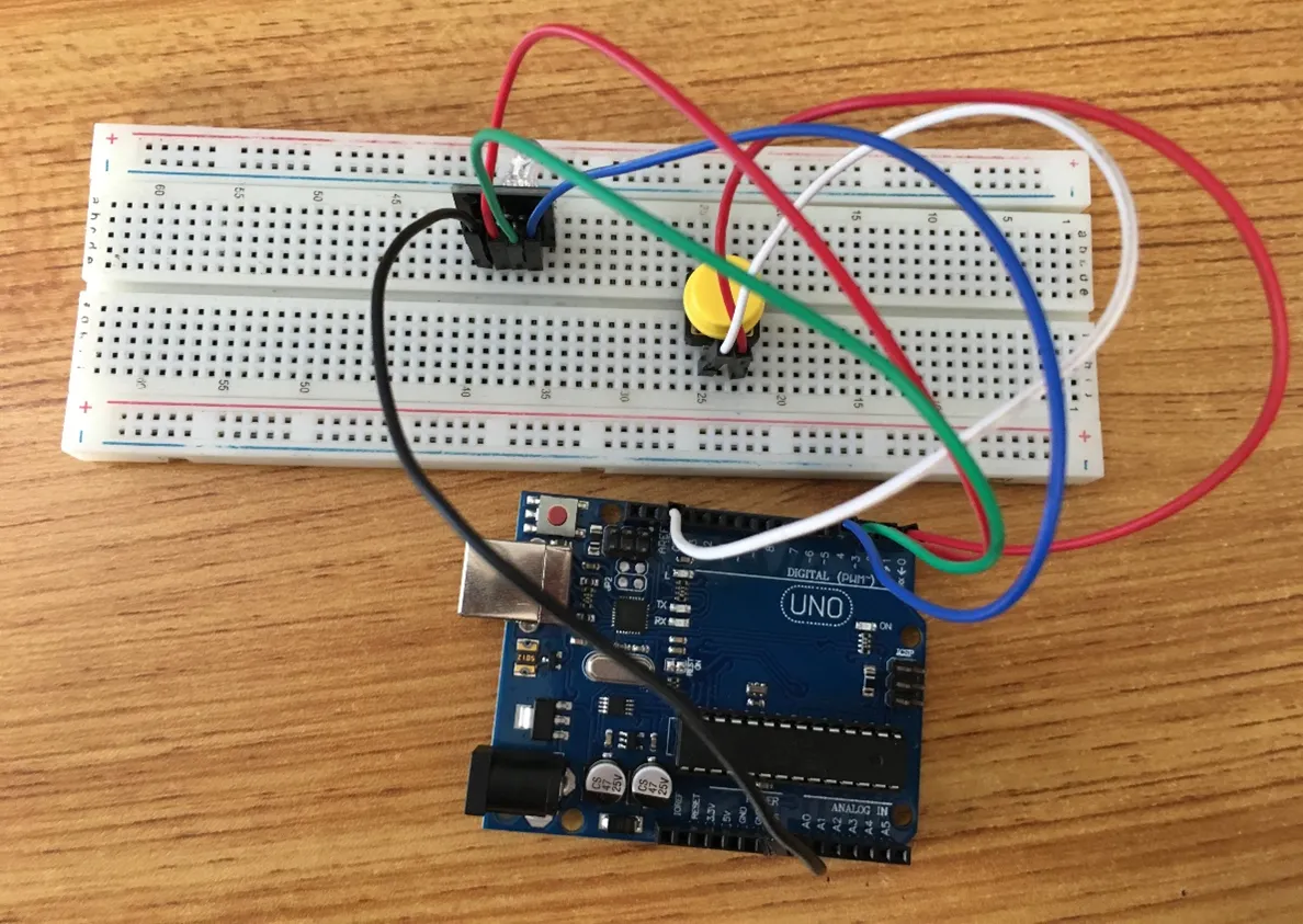 LED fixed on breadboard