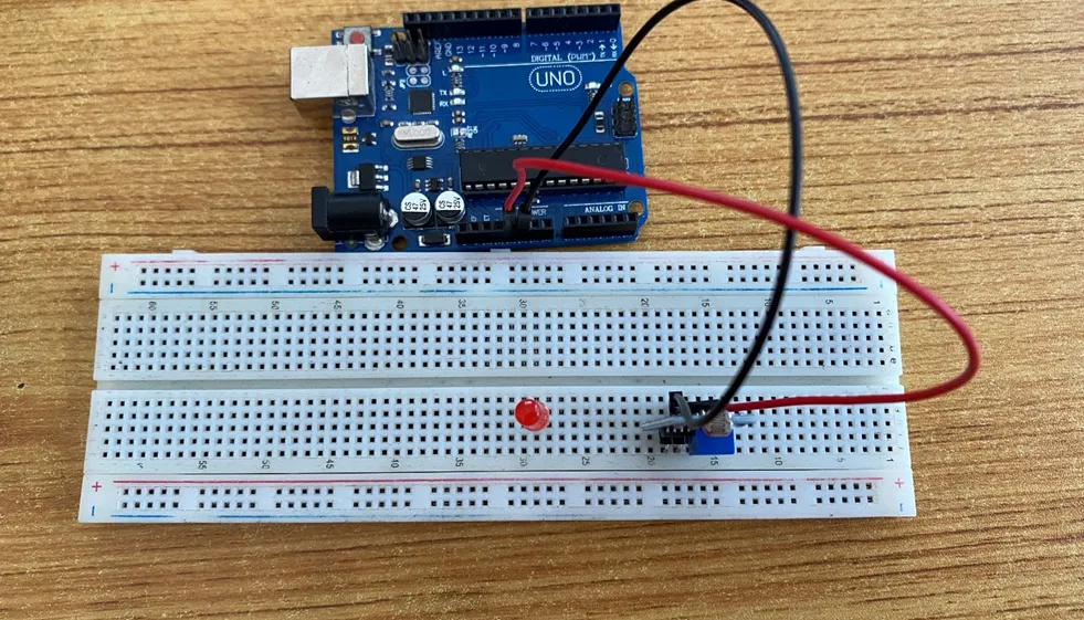 LDR sensor fixed on breadboard