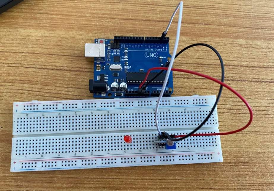 LDR sensor fixed on breadboard