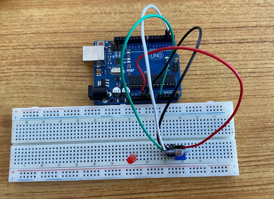 LDR sensor fixed on breadboard