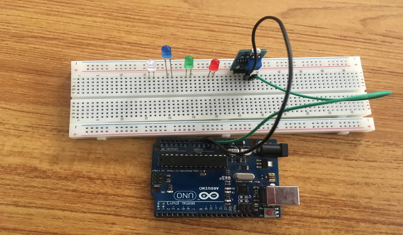 Black wire fixed on breadboard