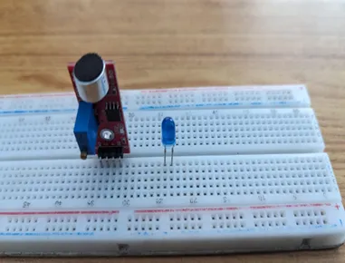 LED fixed on breadboard