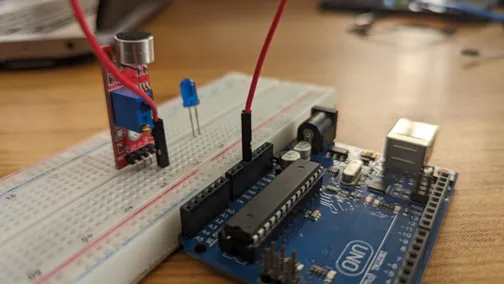 LED fixed on breadboard