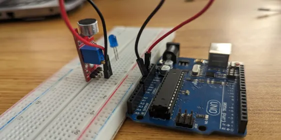 LED fixed on breadboard