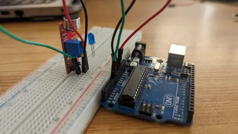LED fixed on breadboard