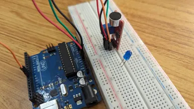 LED fixed on breadboard