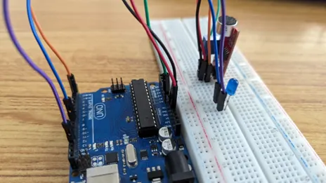 LED fixed on breadboard