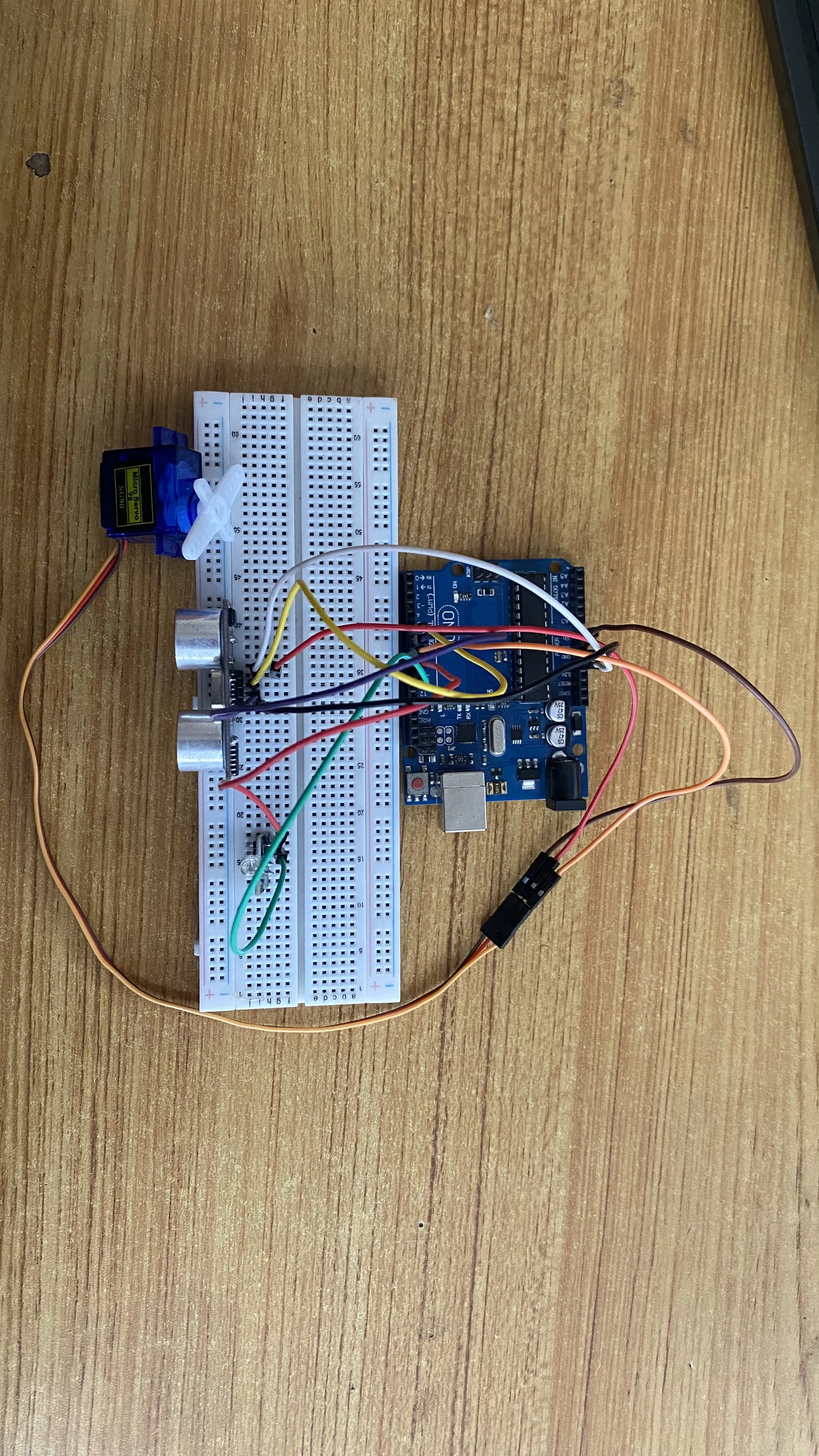 LED fixed on breadboard