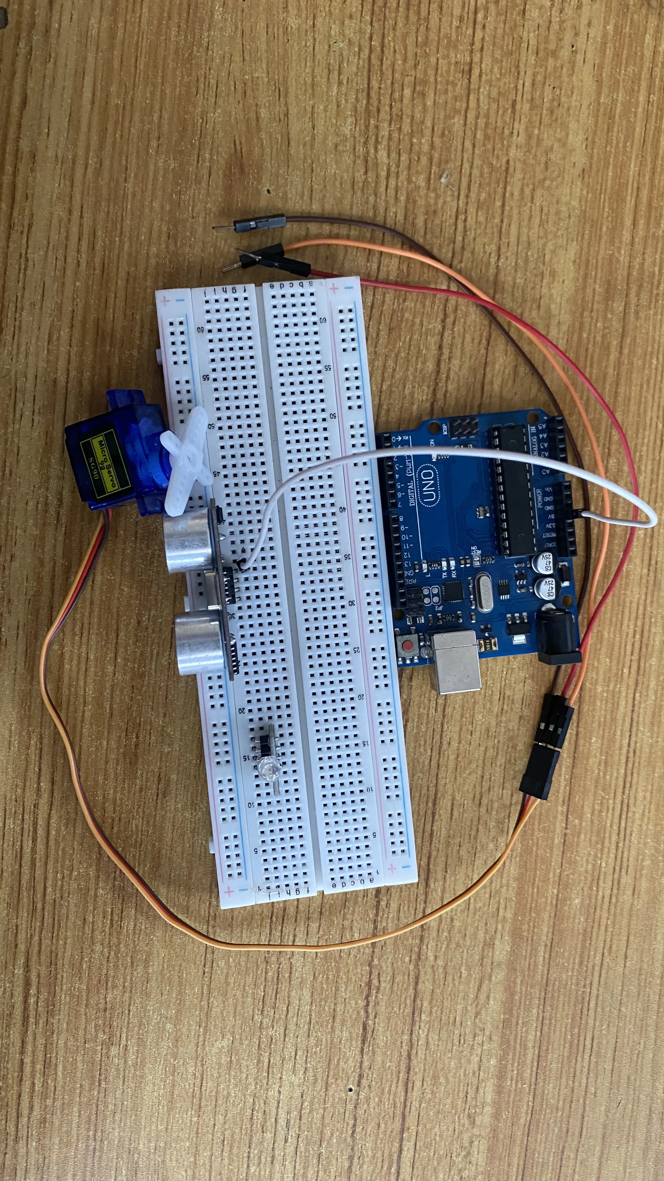LED fixed on breadboard