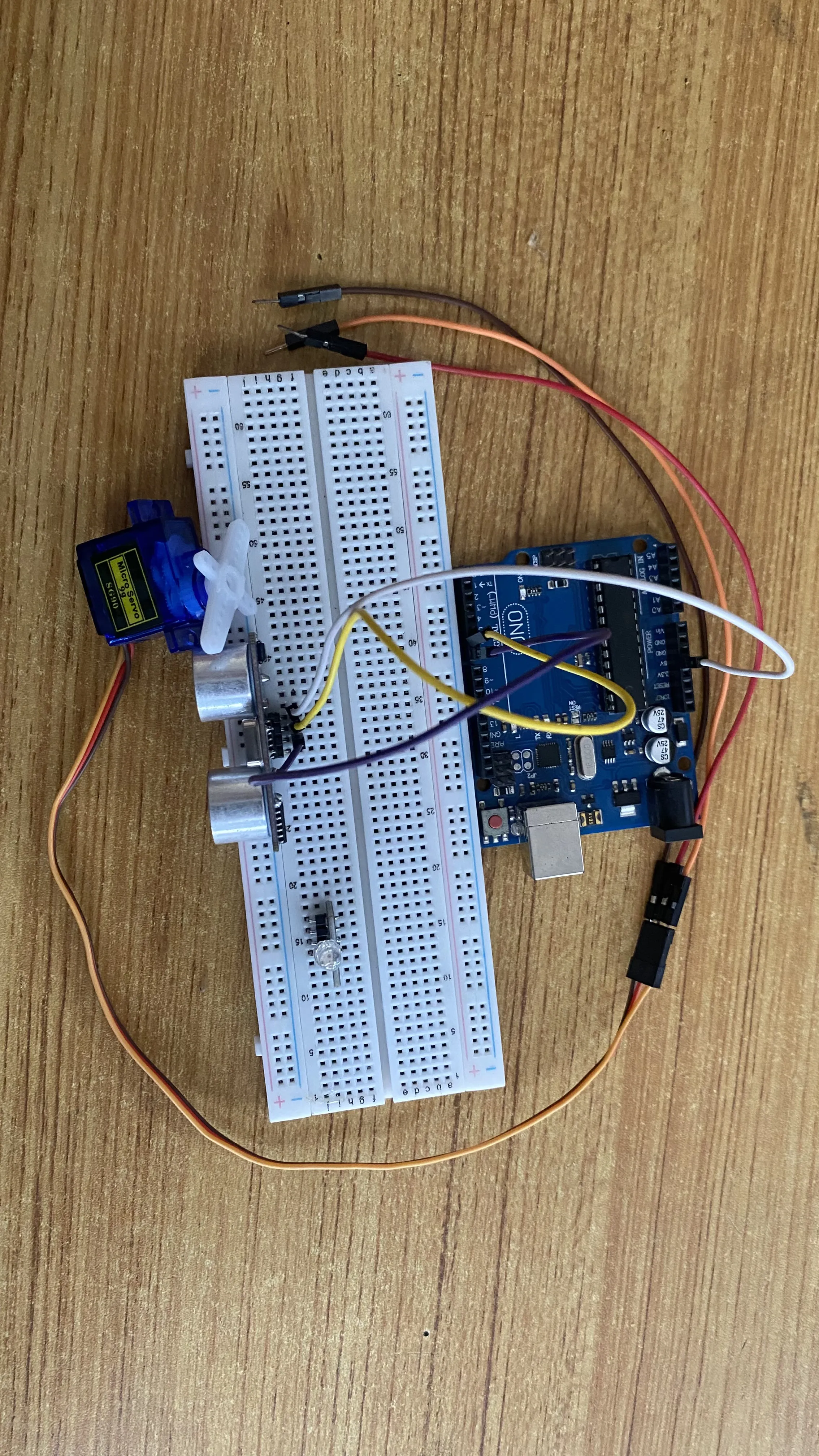 LED fixed on breadboard
