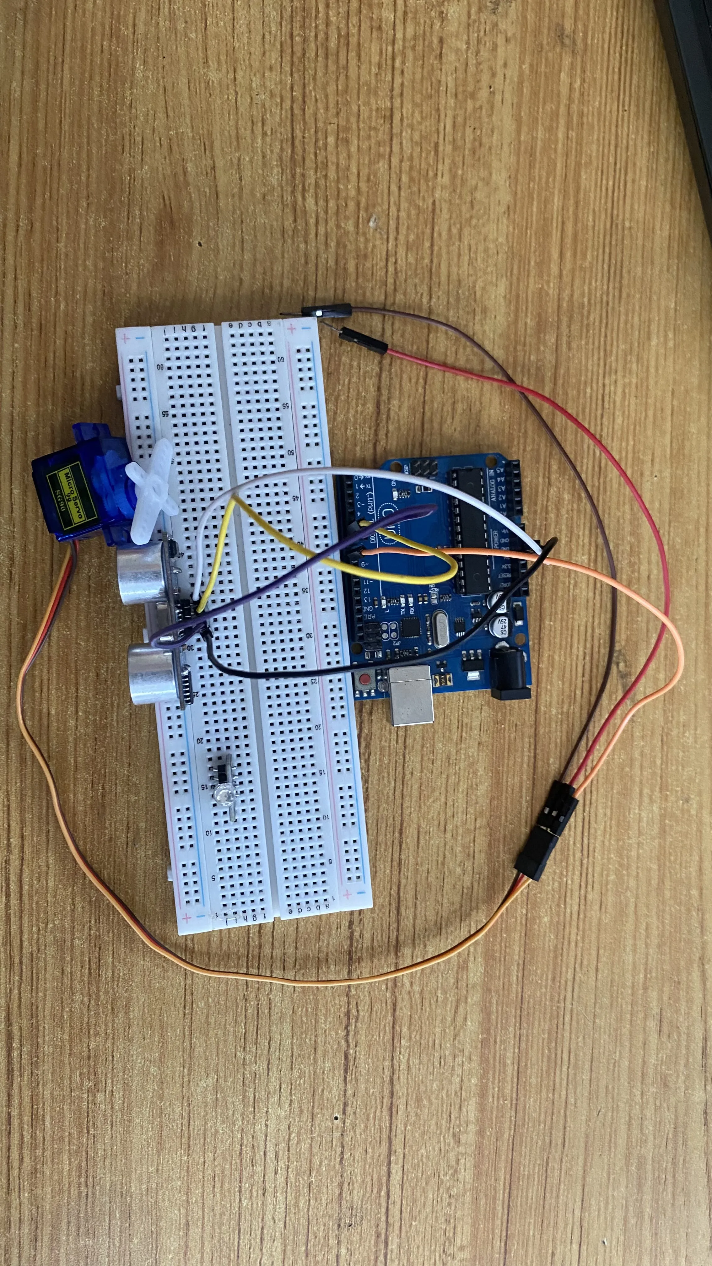 LED fixed on breadboard