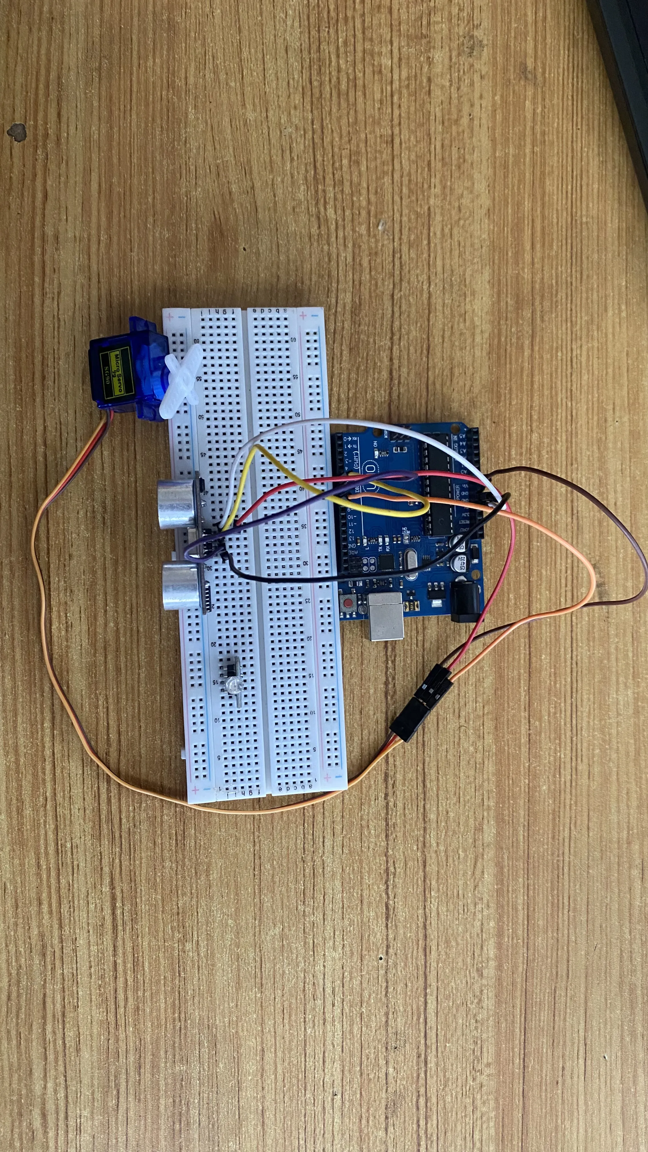 LED fixed on breadboard