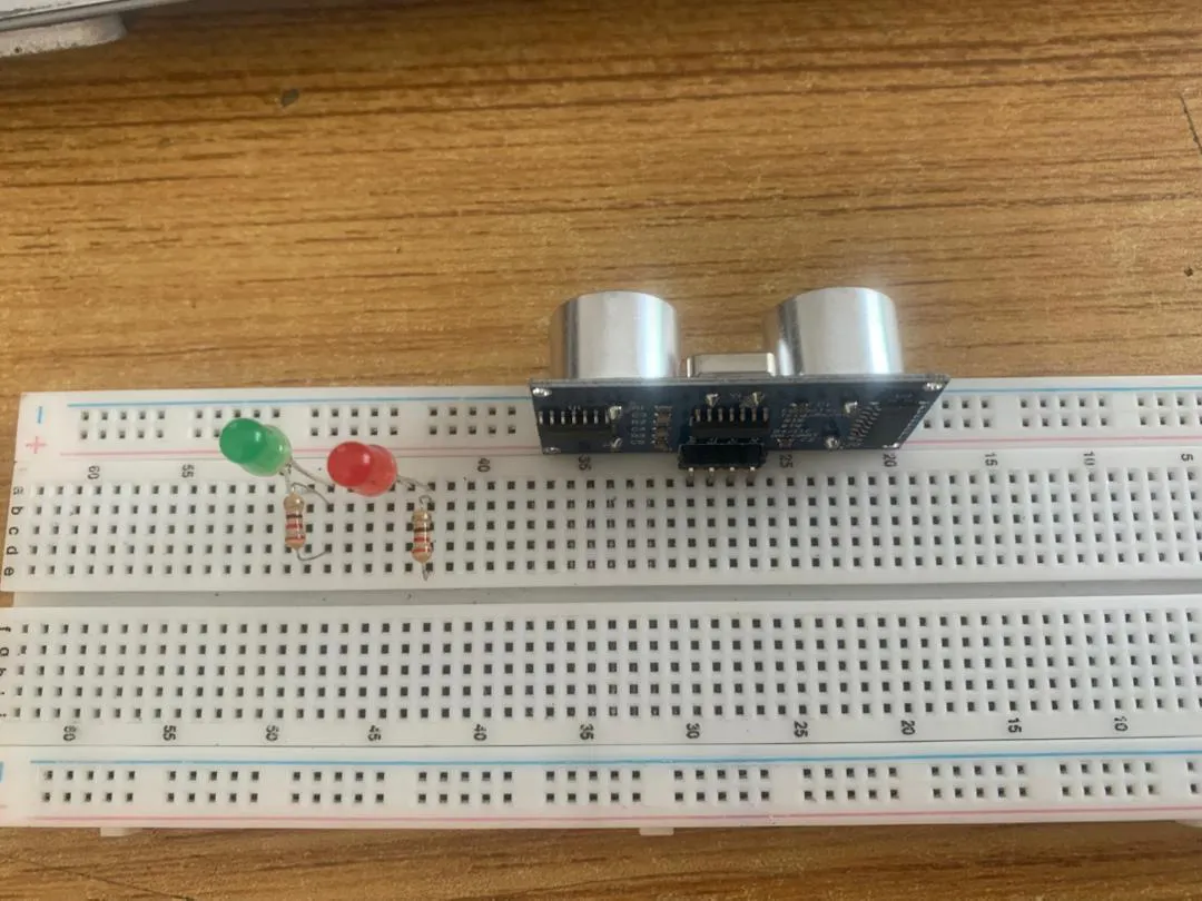LED fixed on breadboard