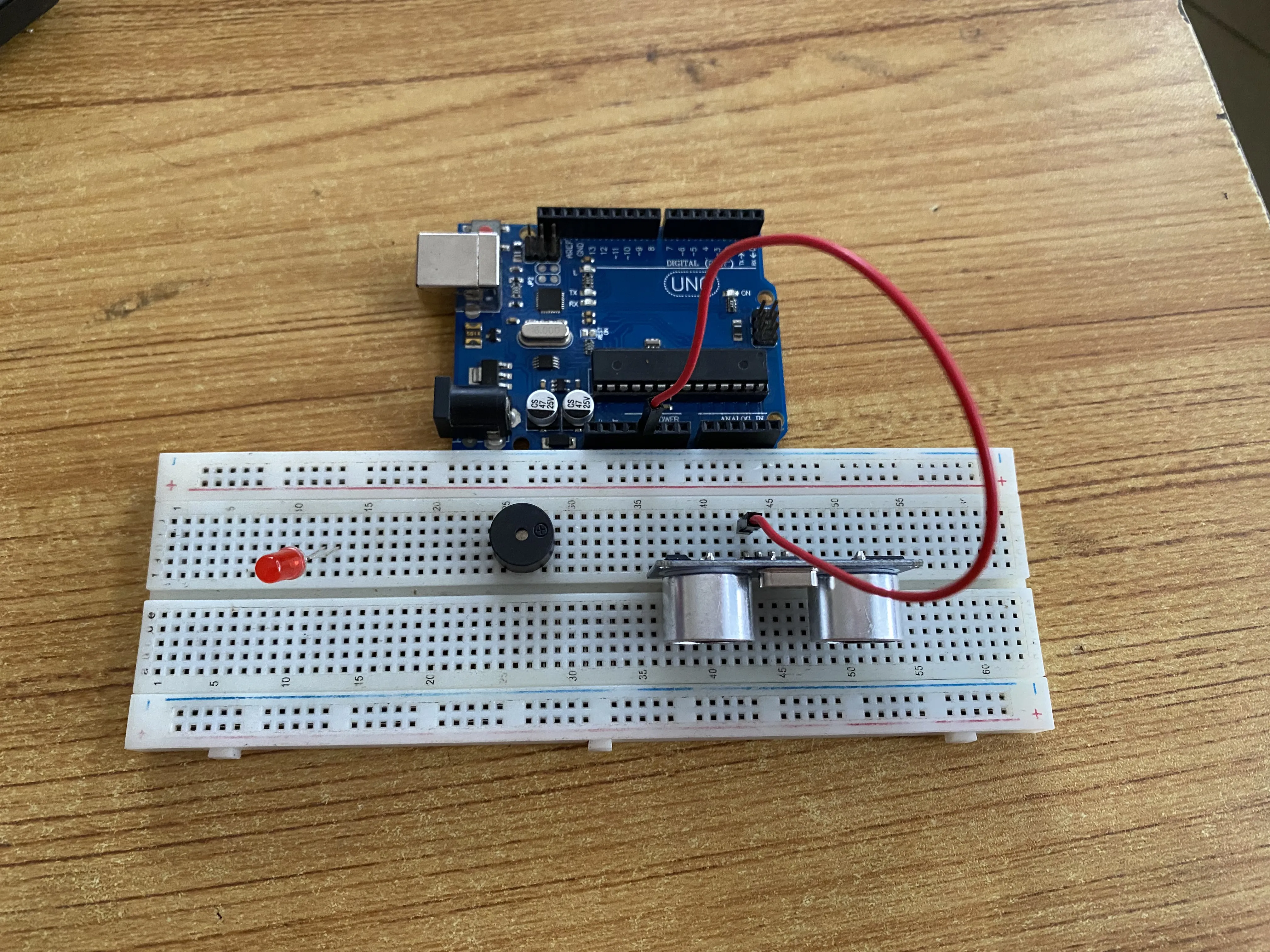 LED fixed on breadboard