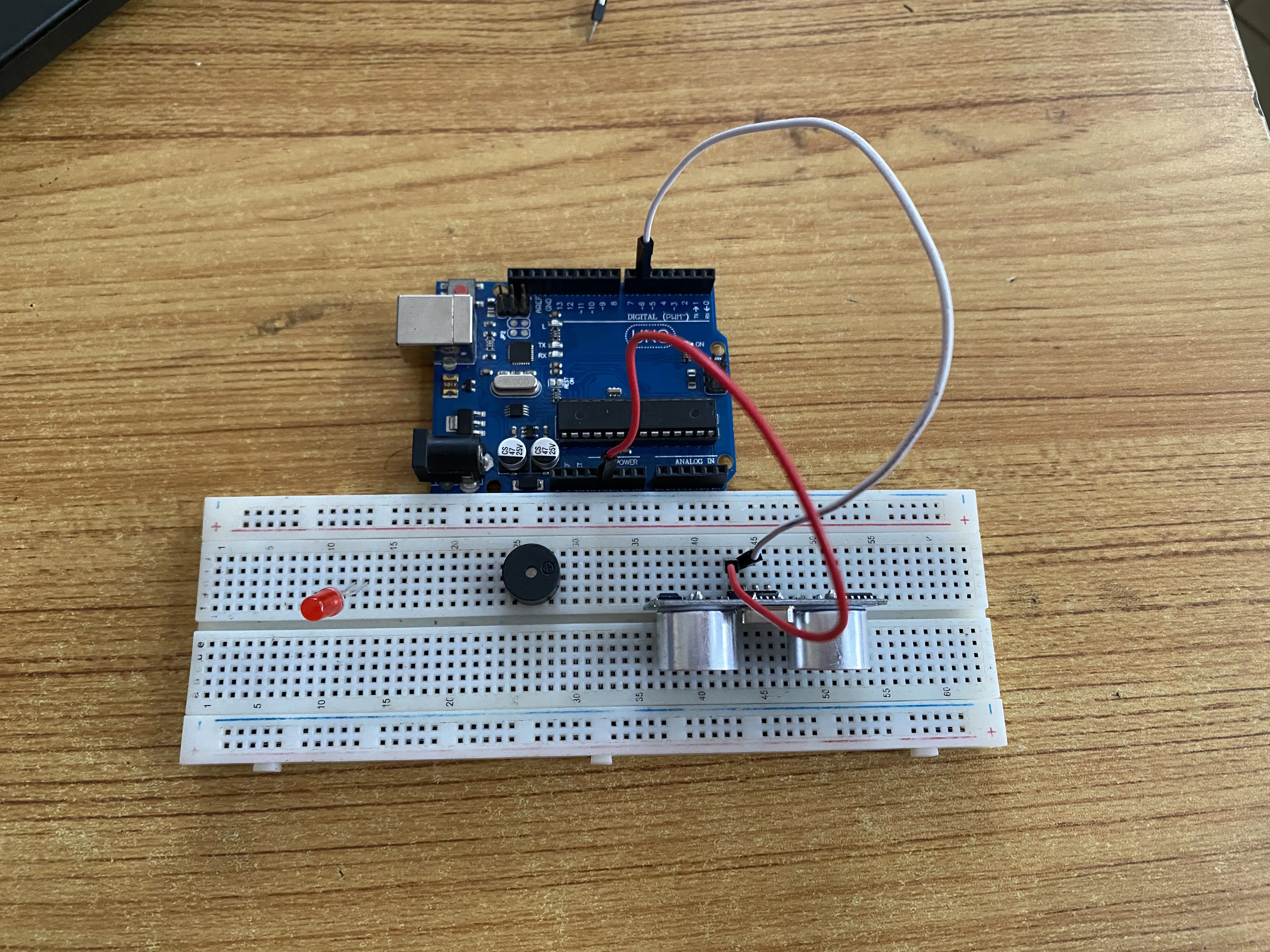 LED fixed on breadboard