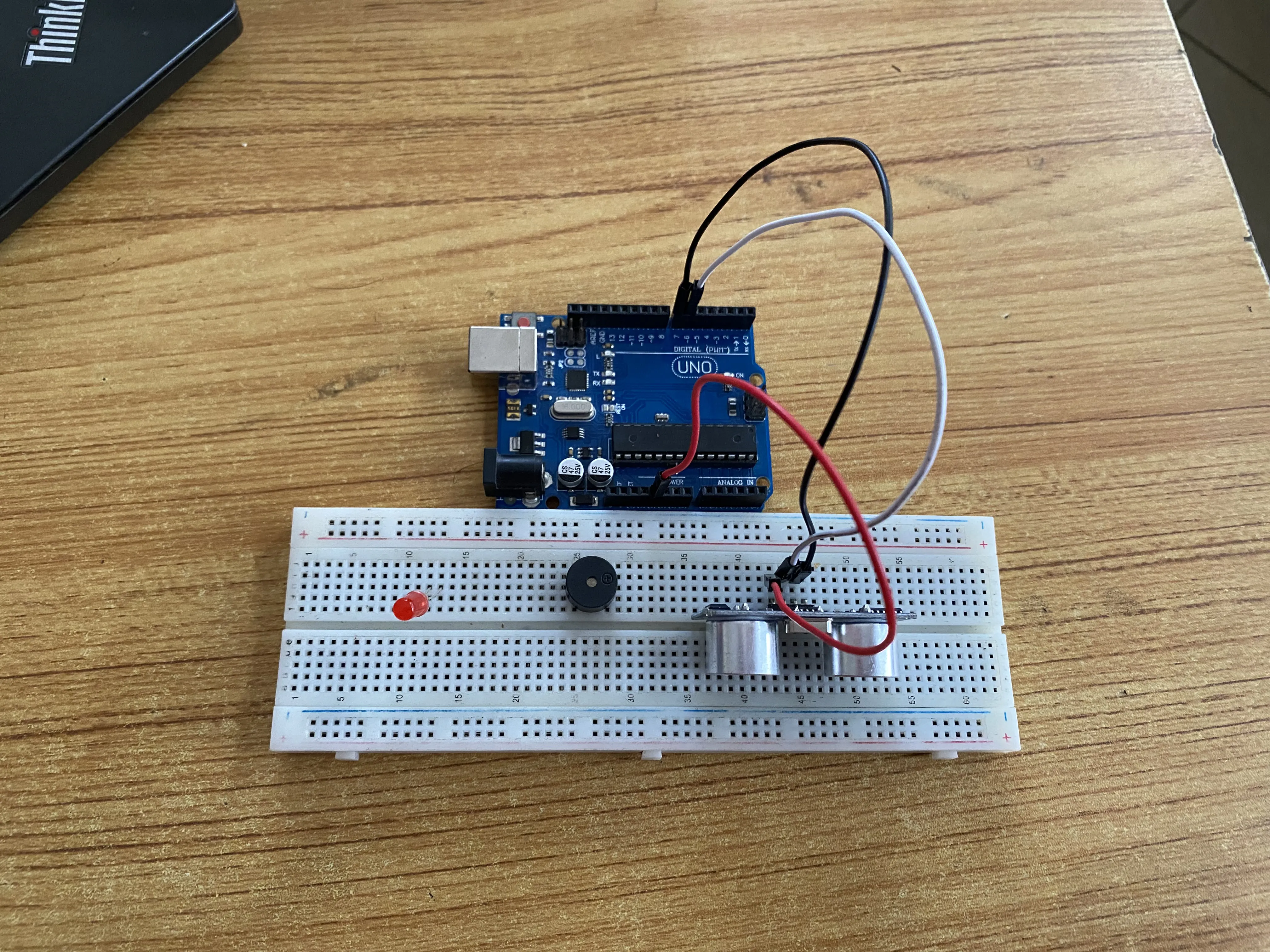 LED fixed on breadboard