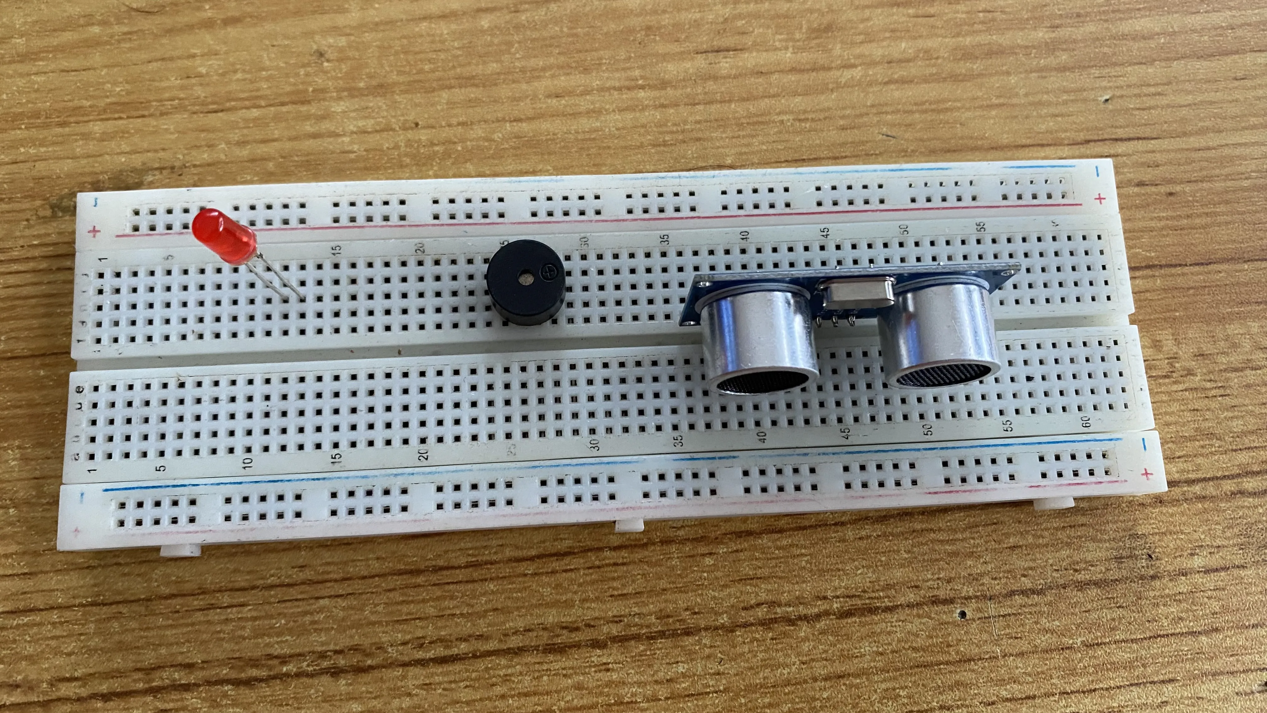 LED fixed on breadboard