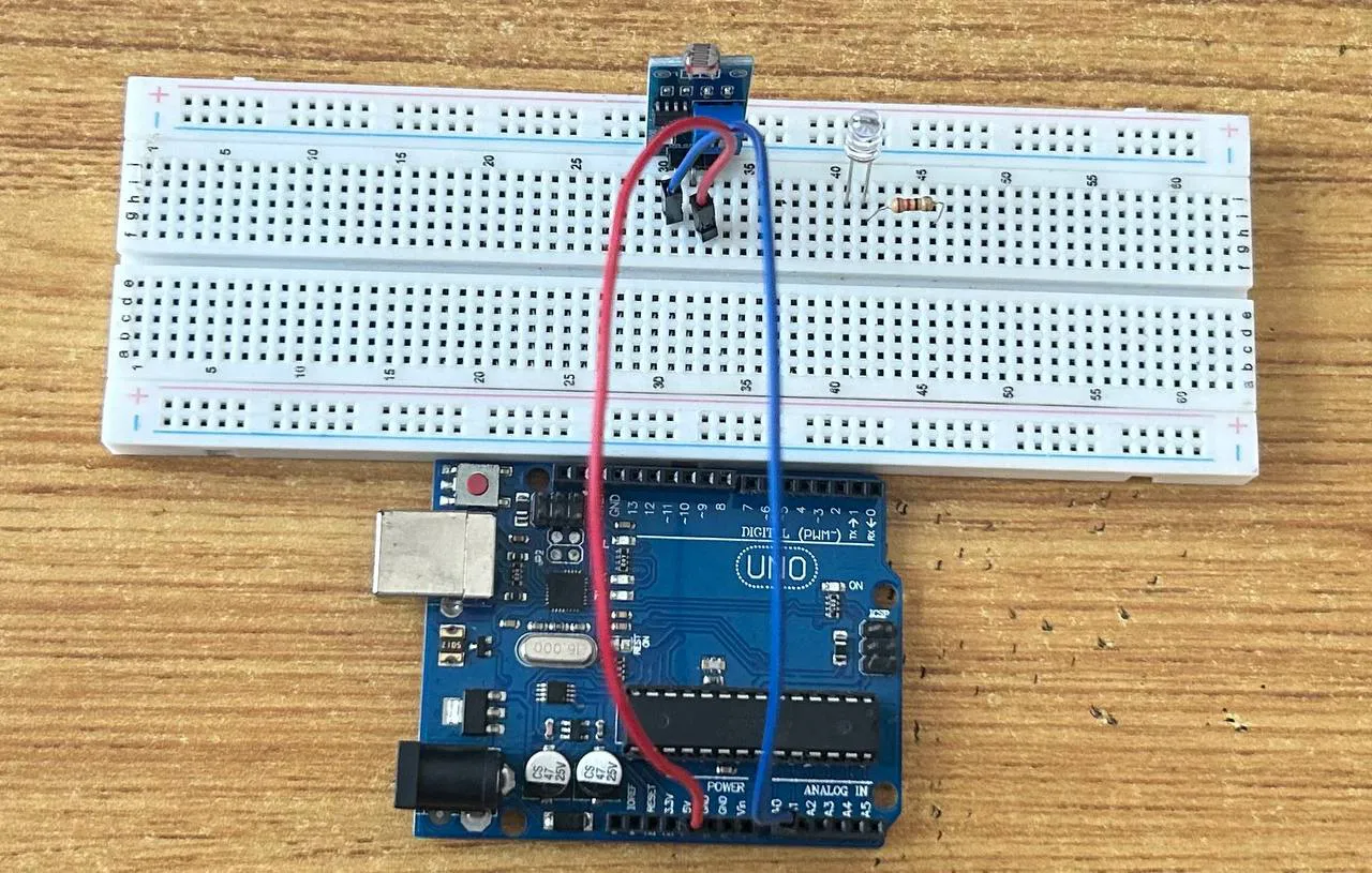 LED fixed on breadboard