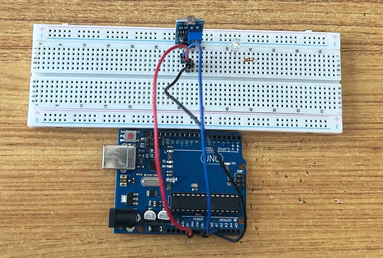 LED fixed on breadboard
