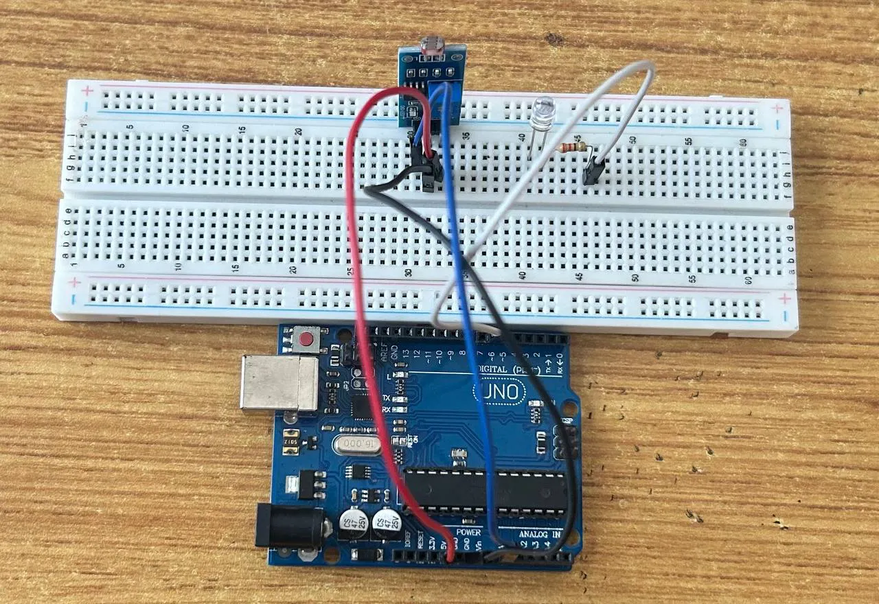 LED fixed on breadboard