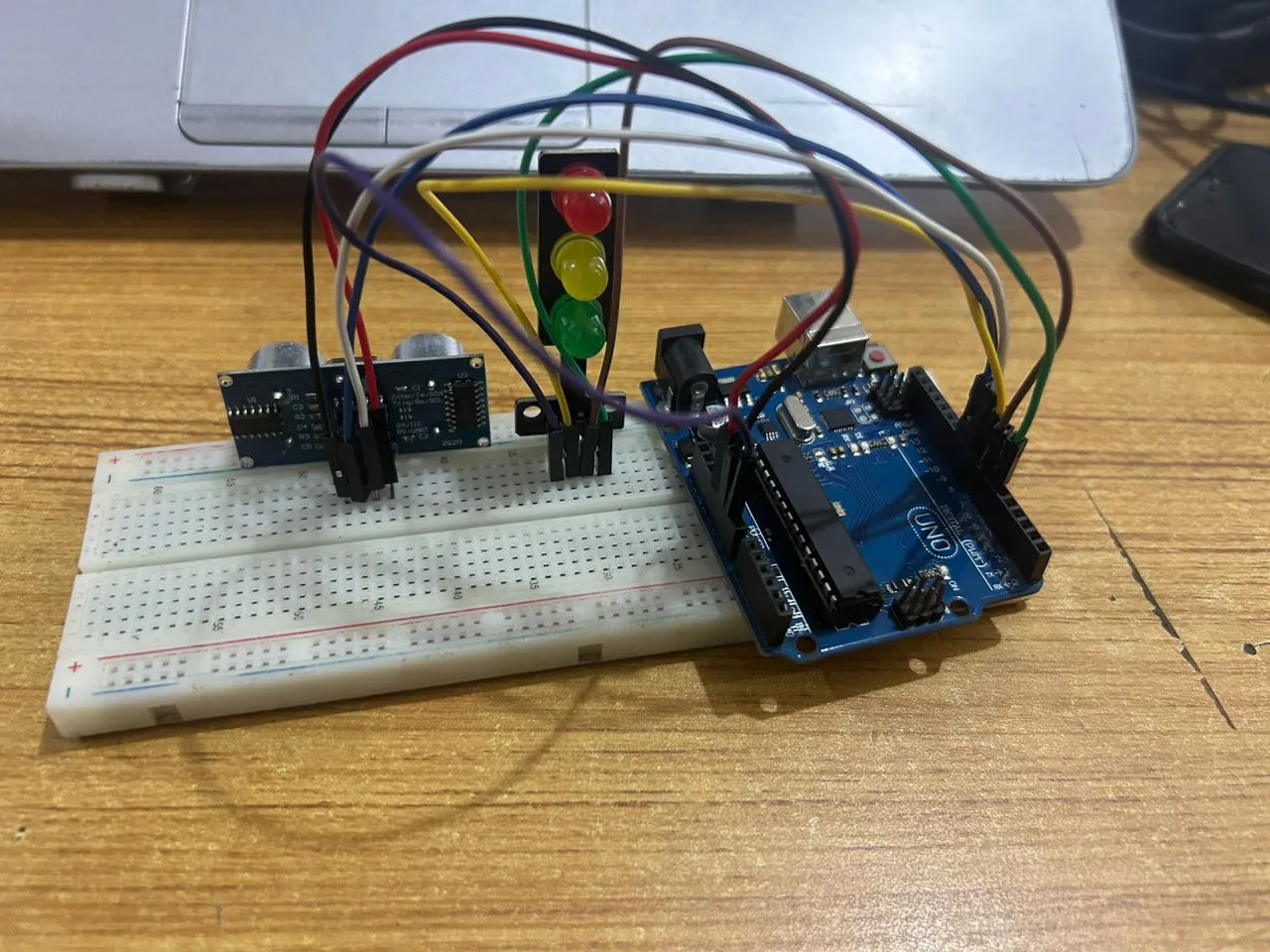 LED fixed on breadboard