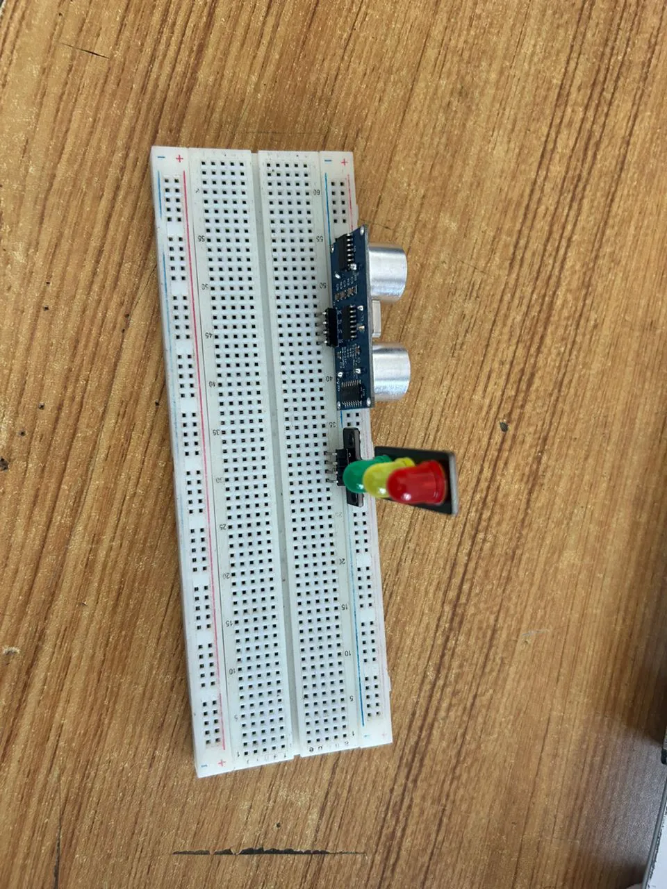 LED fixed on breadboard