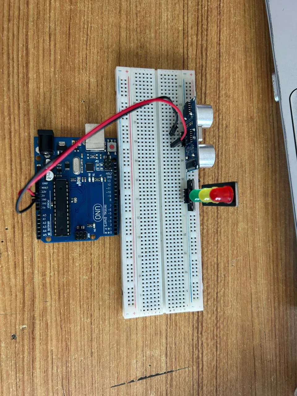 LED fixed on breadboard