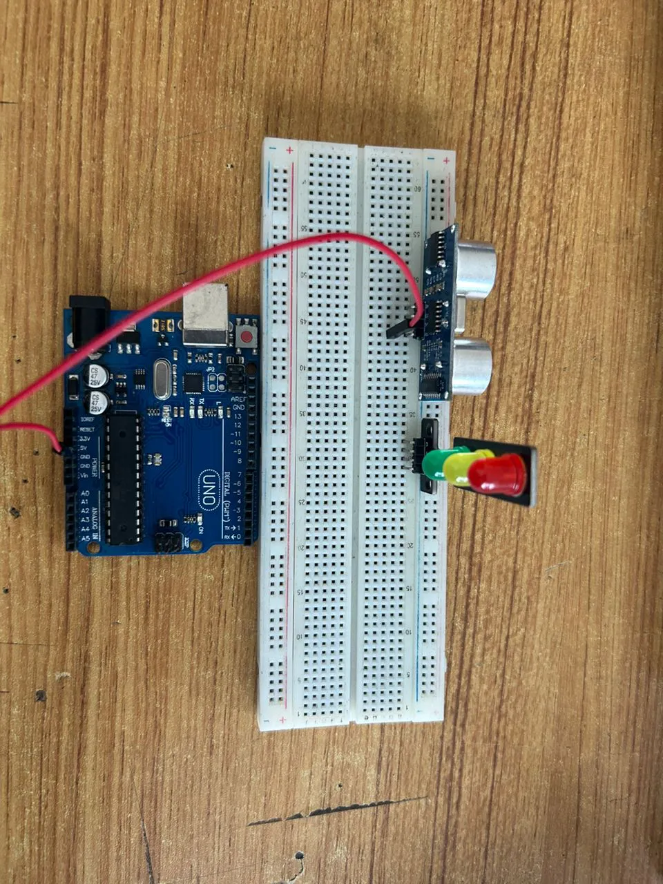 LED fixed on breadboard