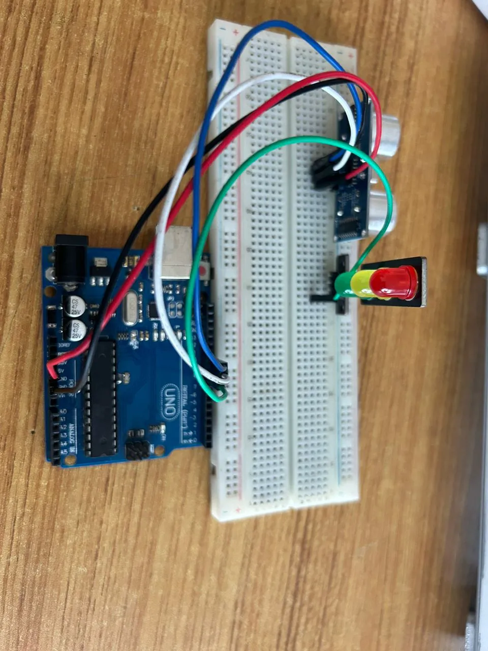 LED fixed on breadboard