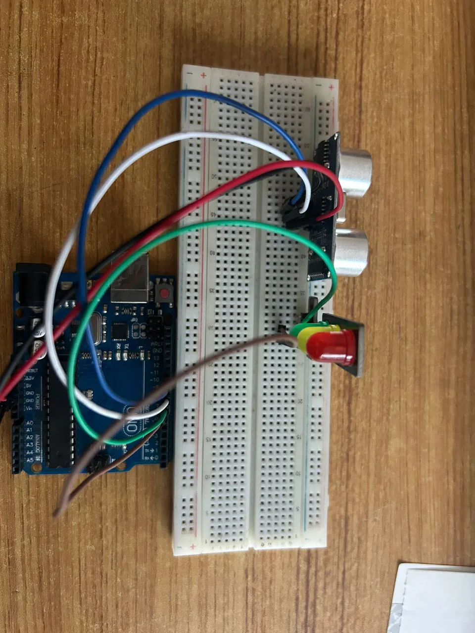 LED fixed on breadboard